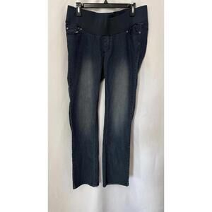 Oh! Mamma Maternity Jeans Womens Large Full Panel Straight Leg Stretch Denim